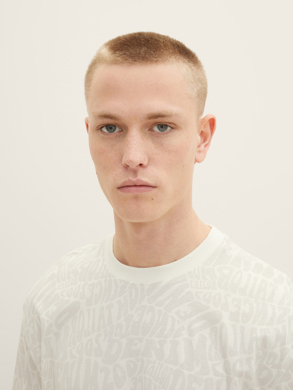 Tom Tailor Denim Кремава мъжка шарена тениска Tom Tailor Denim