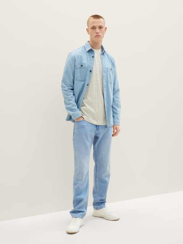 Tom Tailor Denim Кремава мъжка шарена тениска Tom Tailor Denim