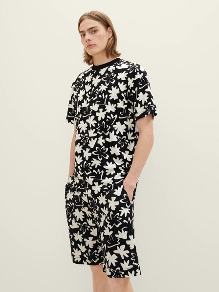 Tom Tailor Denim Бяло-черна мъжка тениска с десен Tom Tailor Denim