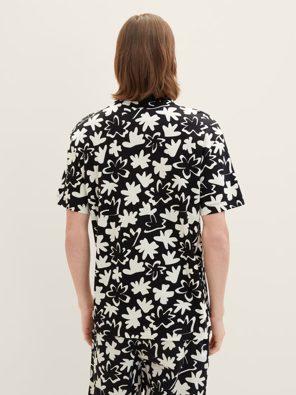 Tom Tailor Denim Бяло-черна мъжка тениска с десен Tom Tailor Denim