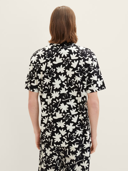 Tom Tailor Denim Бяло-черна мъжка тениска с десен Tom Tailor Denim