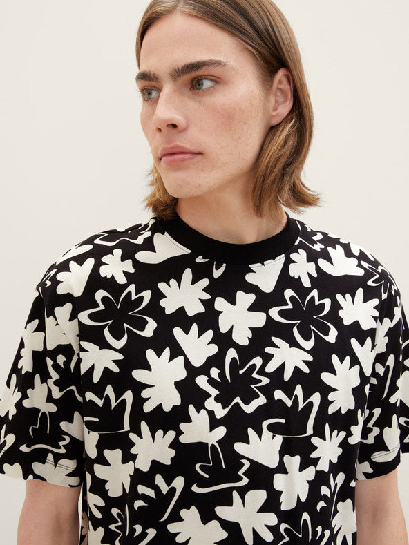 Tom Tailor Denim Бяло-черна мъжка тениска с десен Tom Tailor Denim