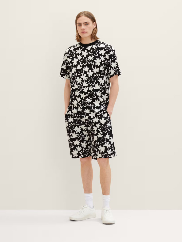 Tom Tailor Denim Бяло-черна мъжка тениска с десен Tom Tailor Denim