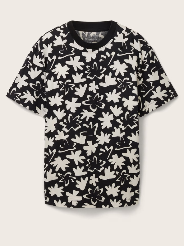 Tom Tailor Denim Бяло-черна мъжка тениска с десен Tom Tailor Denim