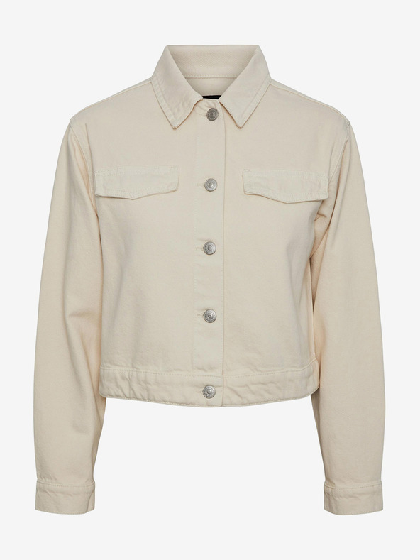 Pieces Кремаво дамско яке от деним Pieces Tessie