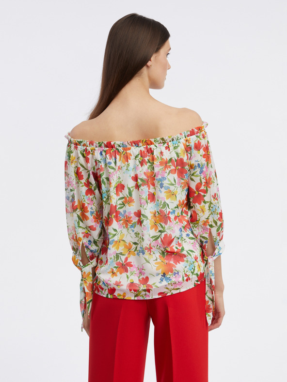 Orsay Червено-кремава дамска блуза на цветя ORSAY