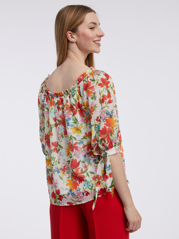 Orsay Червено-кремава дамска блуза на цветя ORSAY