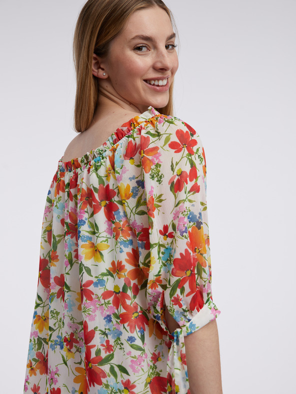 Orsay Червено-кремава дамска блуза на цветя ORSAY
