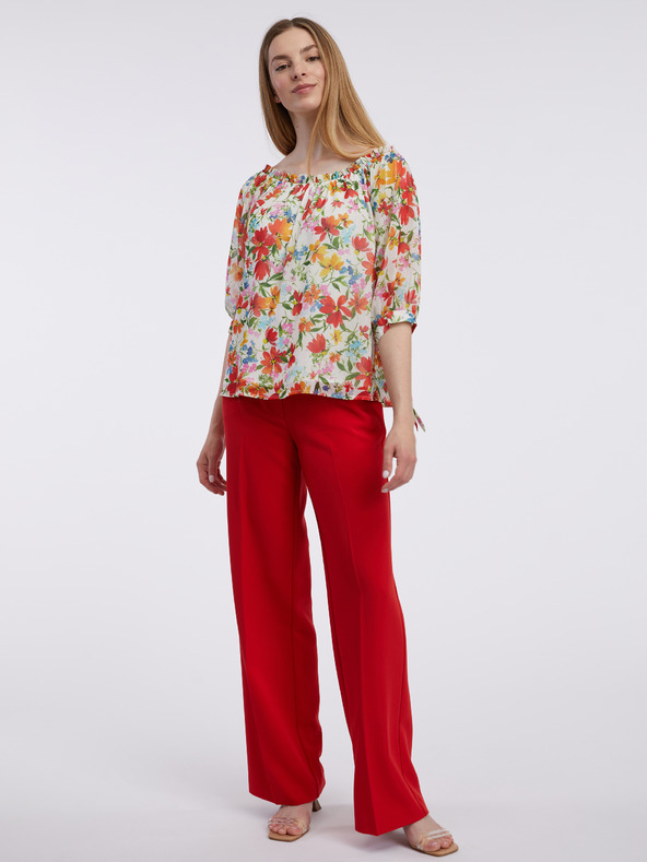 Orsay Червено-кремава дамска блуза на цветя ORSAY