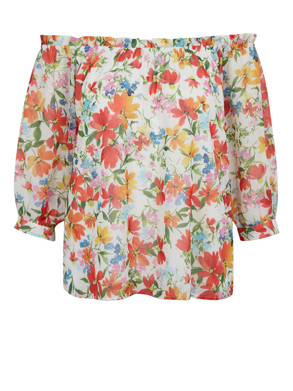 Orsay Червено-кремава дамска блуза на цветя ORSAY