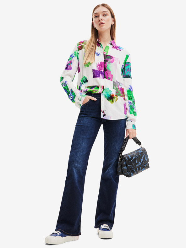 Desigual Зелена и бяла дамска риза с шарки Desigual Trieste