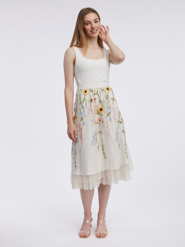 Orsay Кремава дамска миди пола на цветя ORSAY