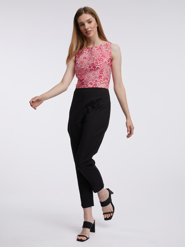 Orsay Розово-черен дамски гащеризон на цветя ORSAY