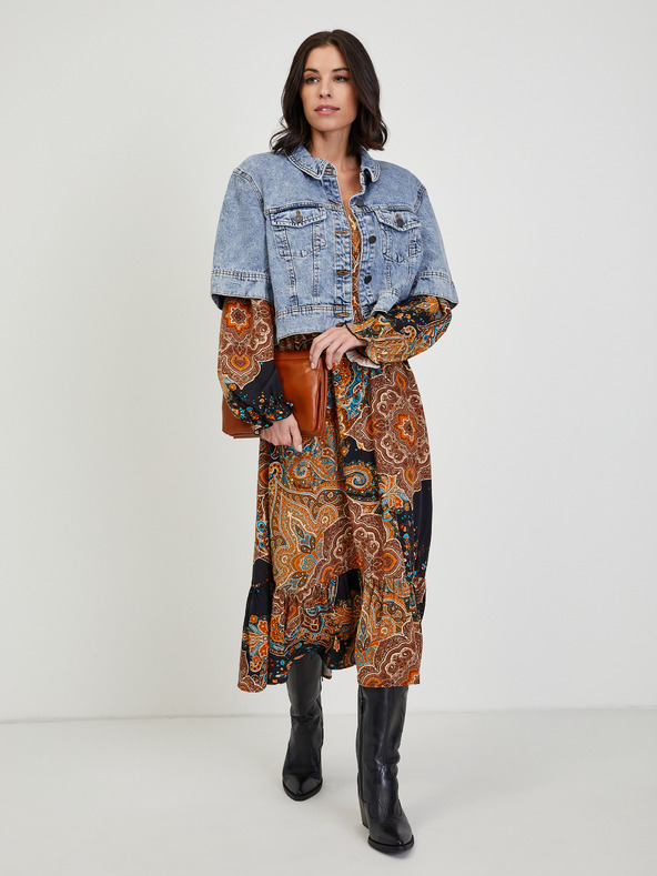 Orsay Кафява дамска миди рокля с десен ORSAY