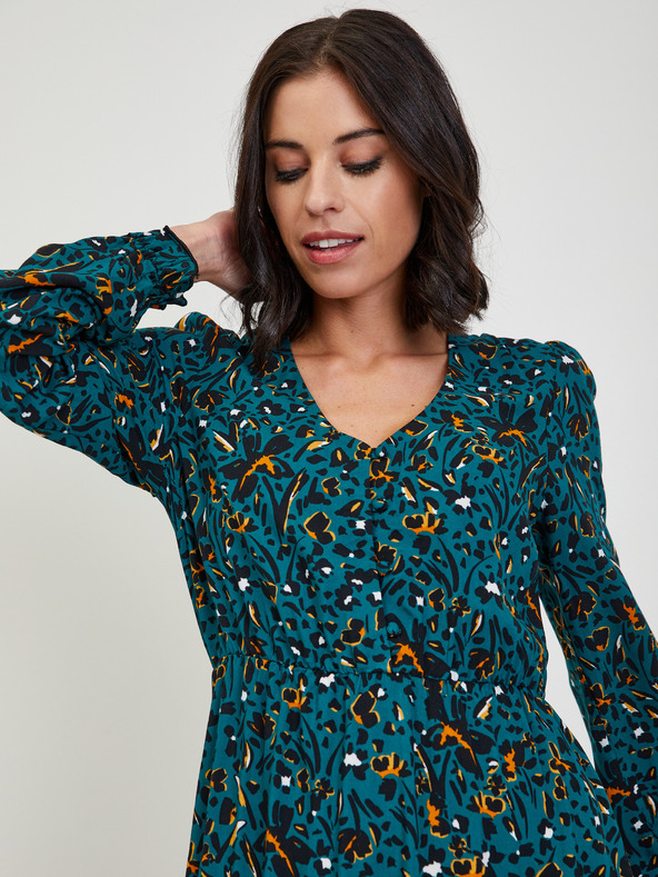 Orsay Тъмнозелена дамска миди рокля с десен ORSAY