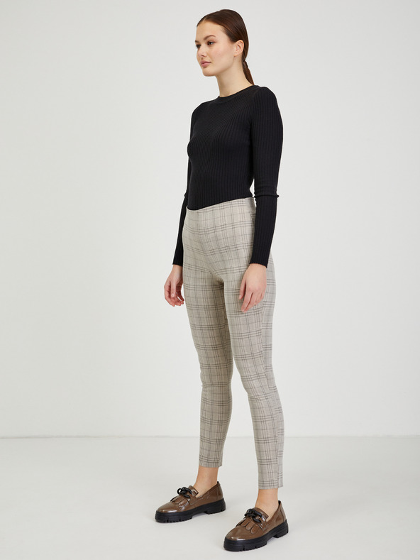 Orsay Бежов дамски къс панталон на каре ORSAY