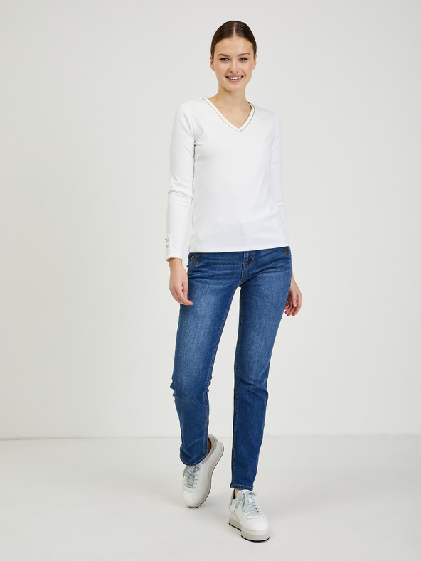 Orsay Бяла дамска тениска с дълъг ръкав ORSAY