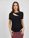 Orsay Черна дамска рипсена тениска с изрязан детайл ORSAY