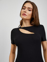 Orsay Черна дамска рипсена тениска с изрязан детайл ORSAY
