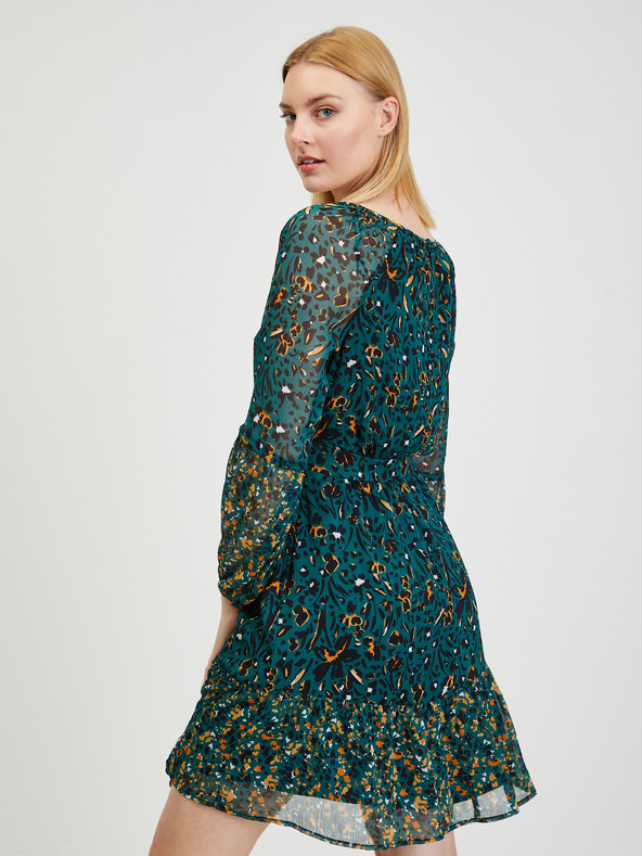 Orsay Петроленосиня дамска рокля с десен ORSAY