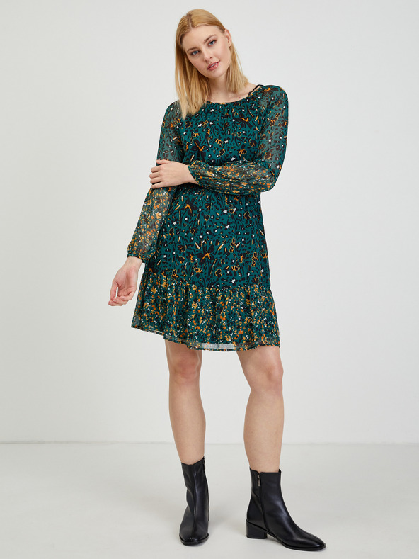 Orsay Петроленосиня дамска рокля с десен ORSAY