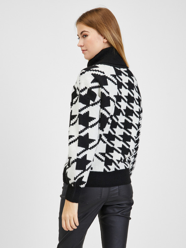 Orsay Черно-бял дамски пуловер с десен ORSAY
