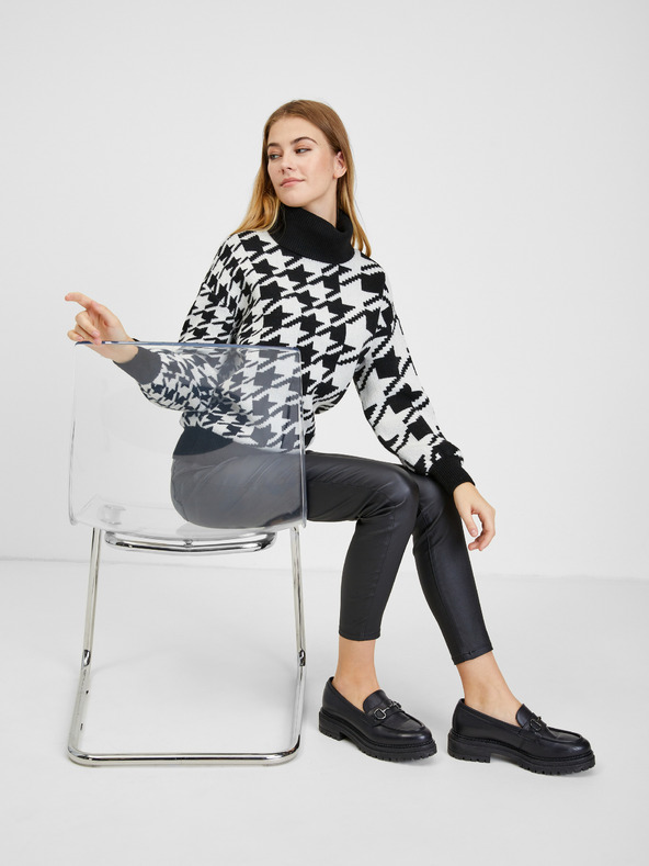 Orsay Черно-бял дамски пуловер с десен ORSAY