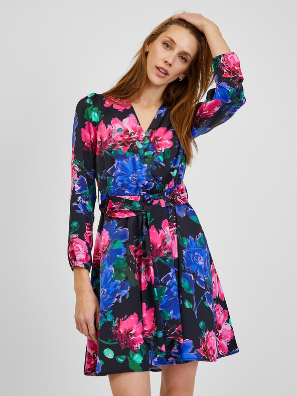 Orsay Черна дамска рокля на цветя ORSAY