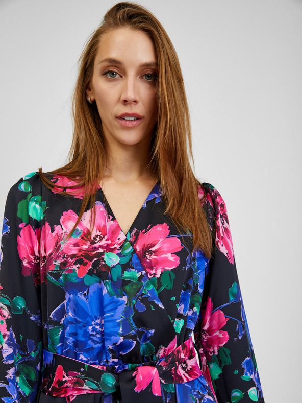 Orsay Черна дамска рокля на цветя ORSAY