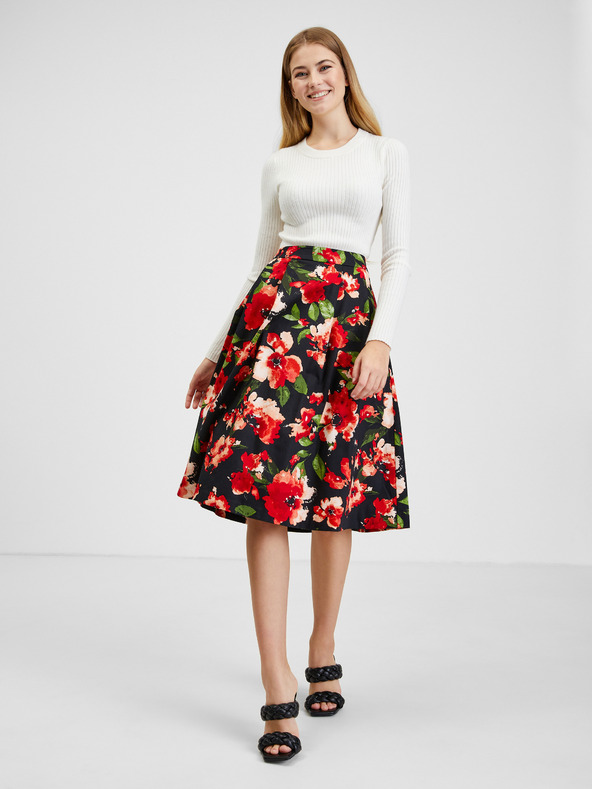 Orsay Червено-черна дамска флорална пола ORSAY