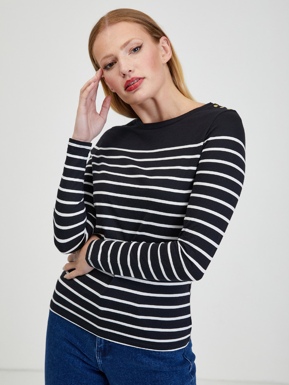 Orsay Бяло-черна дамска тениска на райе ORSAY