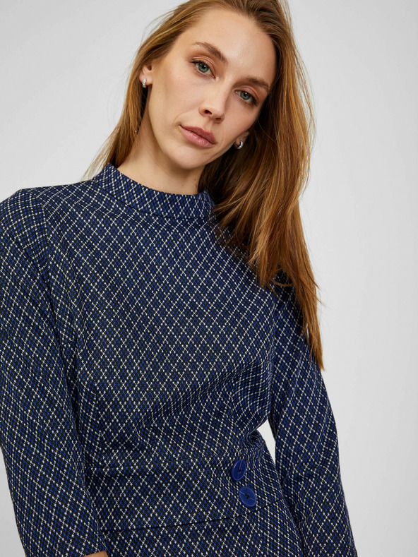 Orsay Тъмносиня дамска рокля с десен ORSAY