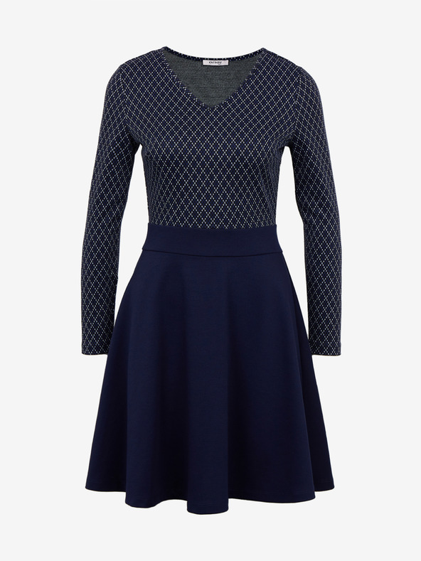 Orsay Тъмносиня дамска рокля с десен ORSAY