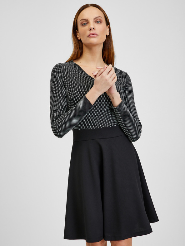 Orsay Черна дамска рокля с десен ORSAY