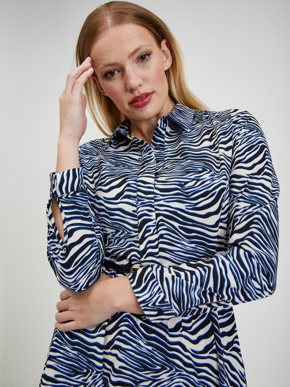 Orsay Синьо-бяла дамска рокля с десен ORSAY