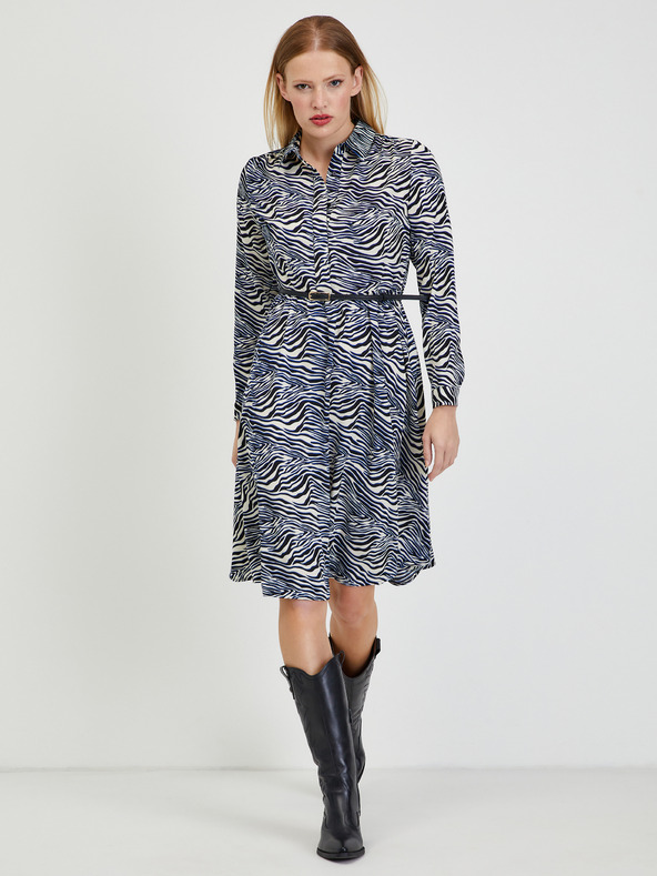 Orsay Синьо-бяла дамска рокля с десен ORSAY