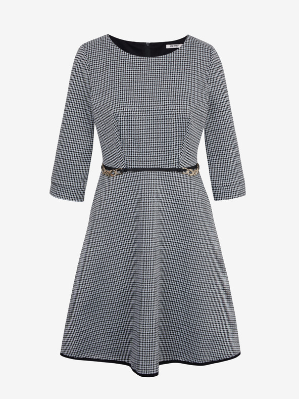 Orsay Бяло-черна дамска рокля с десен ORSAY