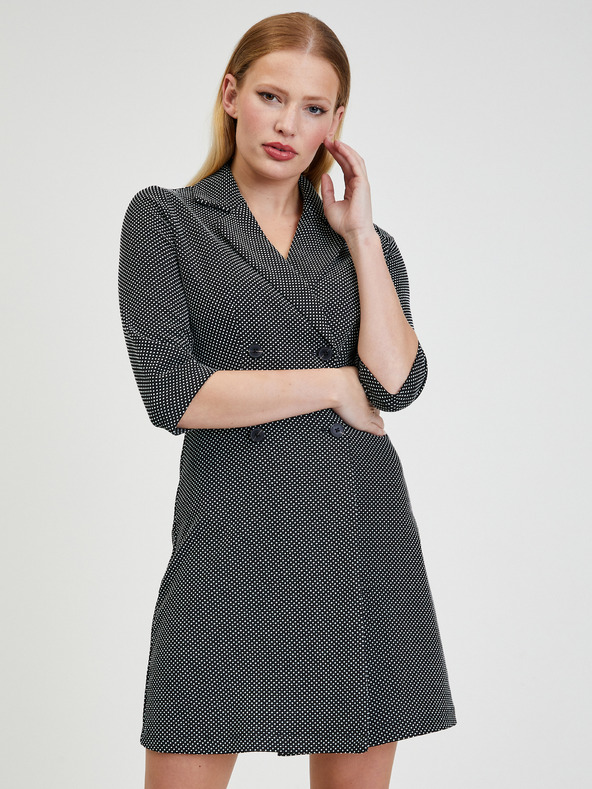 Orsay Бяло-черна дамска рокля с десен ORSAY