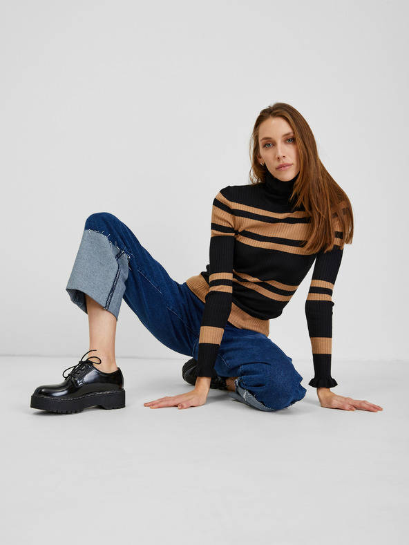 Orsay Кафяво-черен дамски пуловер на райе ORSAY