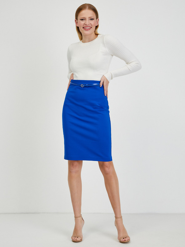 Orsay Синя дамска пола с колан ORSAY