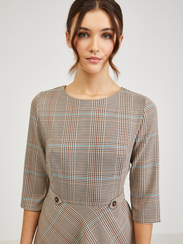 Orsay Кафява дамска рокля на каре ORSAY