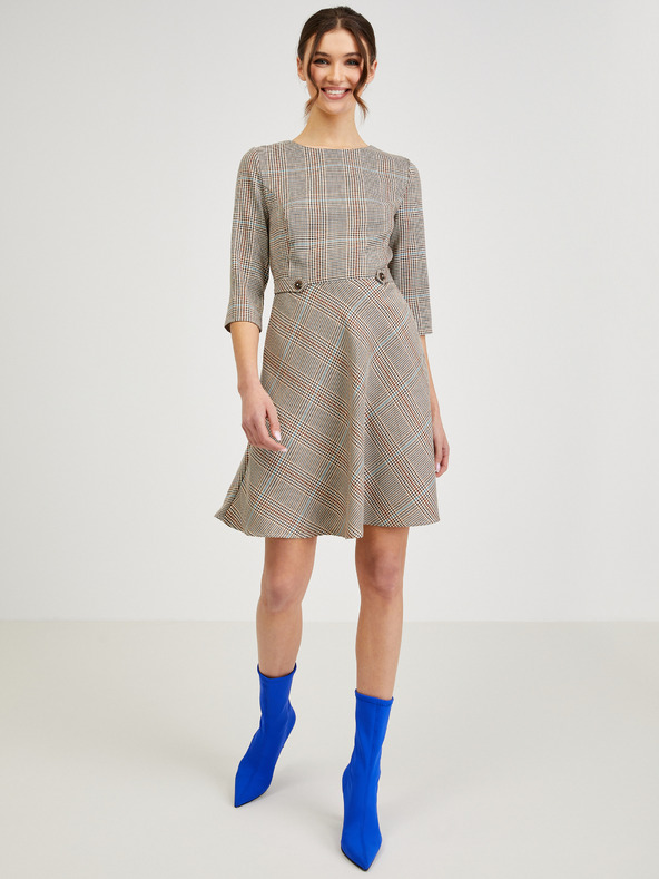 Orsay Кафява дамска рокля на каре ORSAY