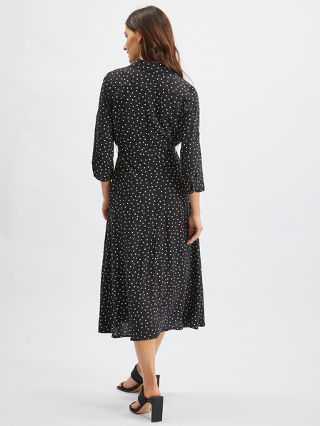 Orsay Черна дамска миди рокля на точки ORSAY