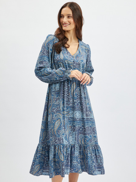 Orsay Синя дамска миди рокля с десен ORSAY