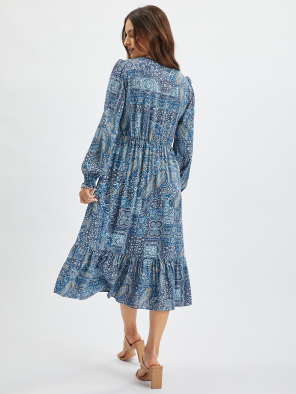 Orsay Синя дамска миди рокля с десен ORSAY