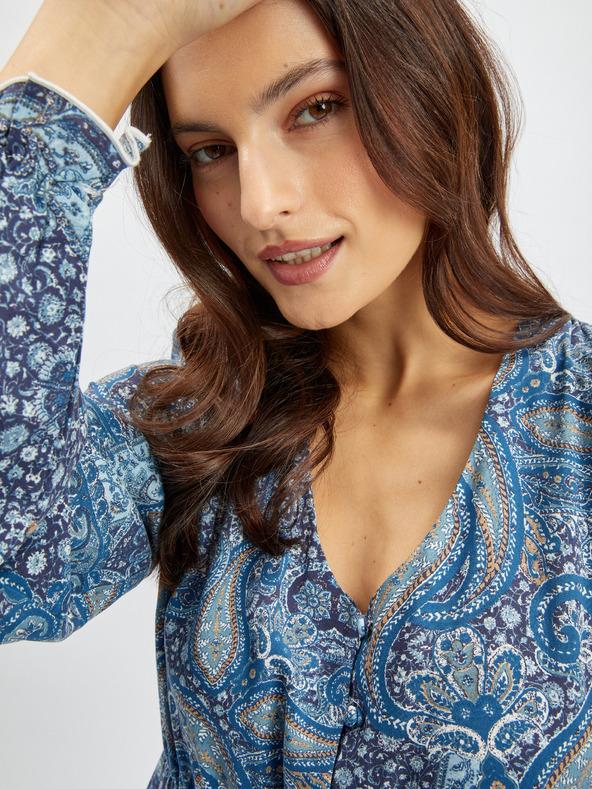 Orsay Синя дамска миди рокля с десен ORSAY