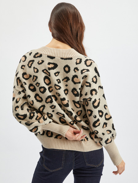 Orsay Бежов дамски пуловер с десен ORSAY