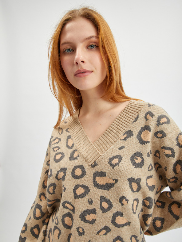 Orsay Светлокафяв дамски пуловер с десен ORSAY