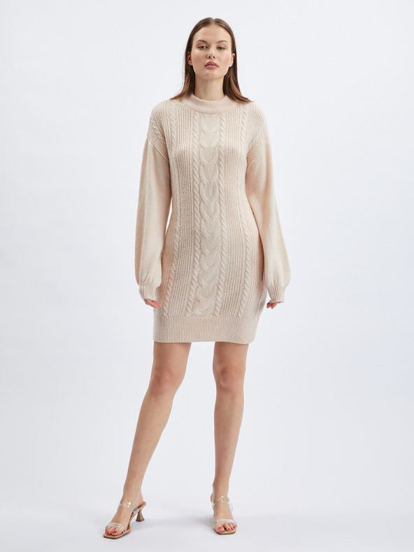 Orsay Бежова дамска рокля-пуловер ORSAY