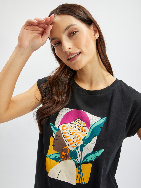 Orsay Бяло-черна цветна тениска ORSAY